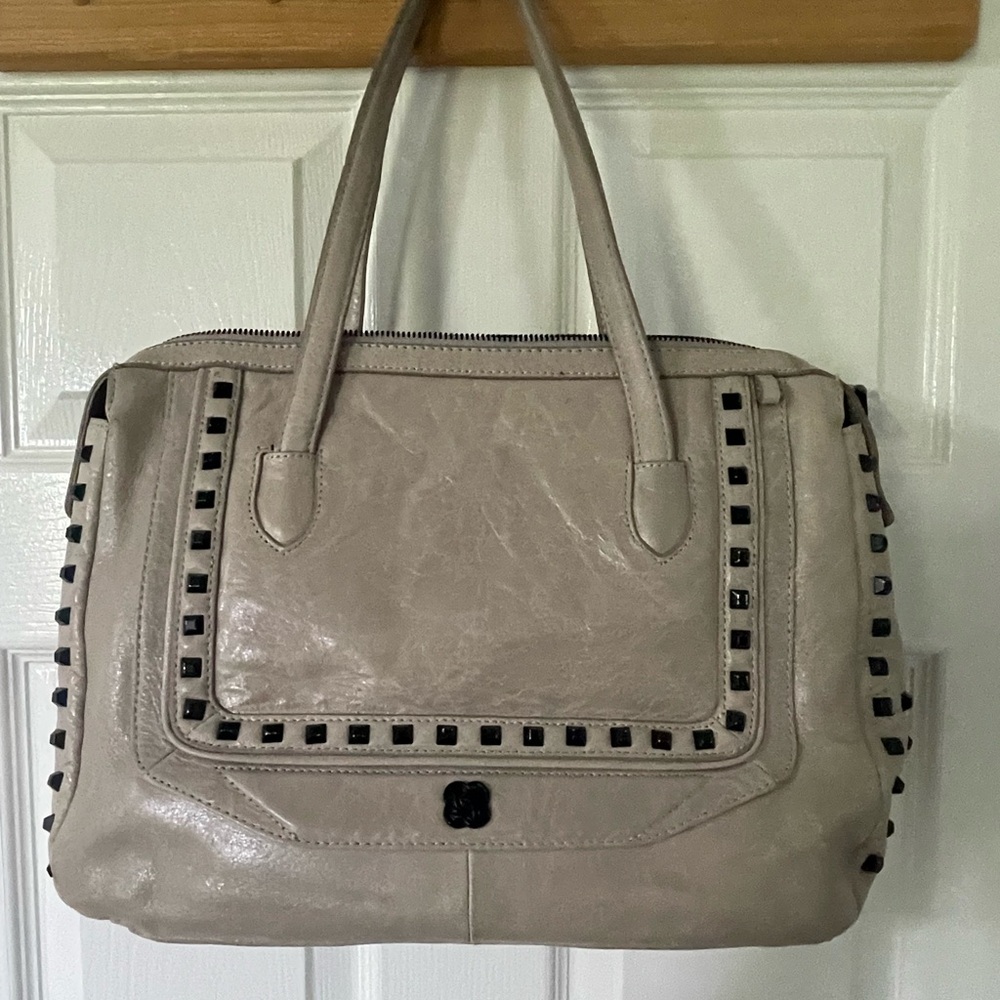 Elliott Lucca Taupe Studded Leather Tote